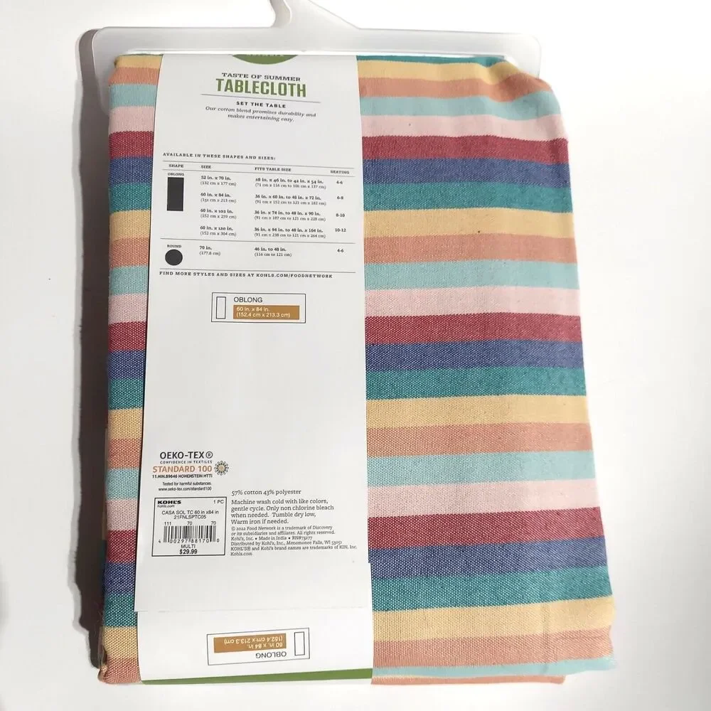 FOOD NETWORK Colorful Tablecloth OBLONG 60